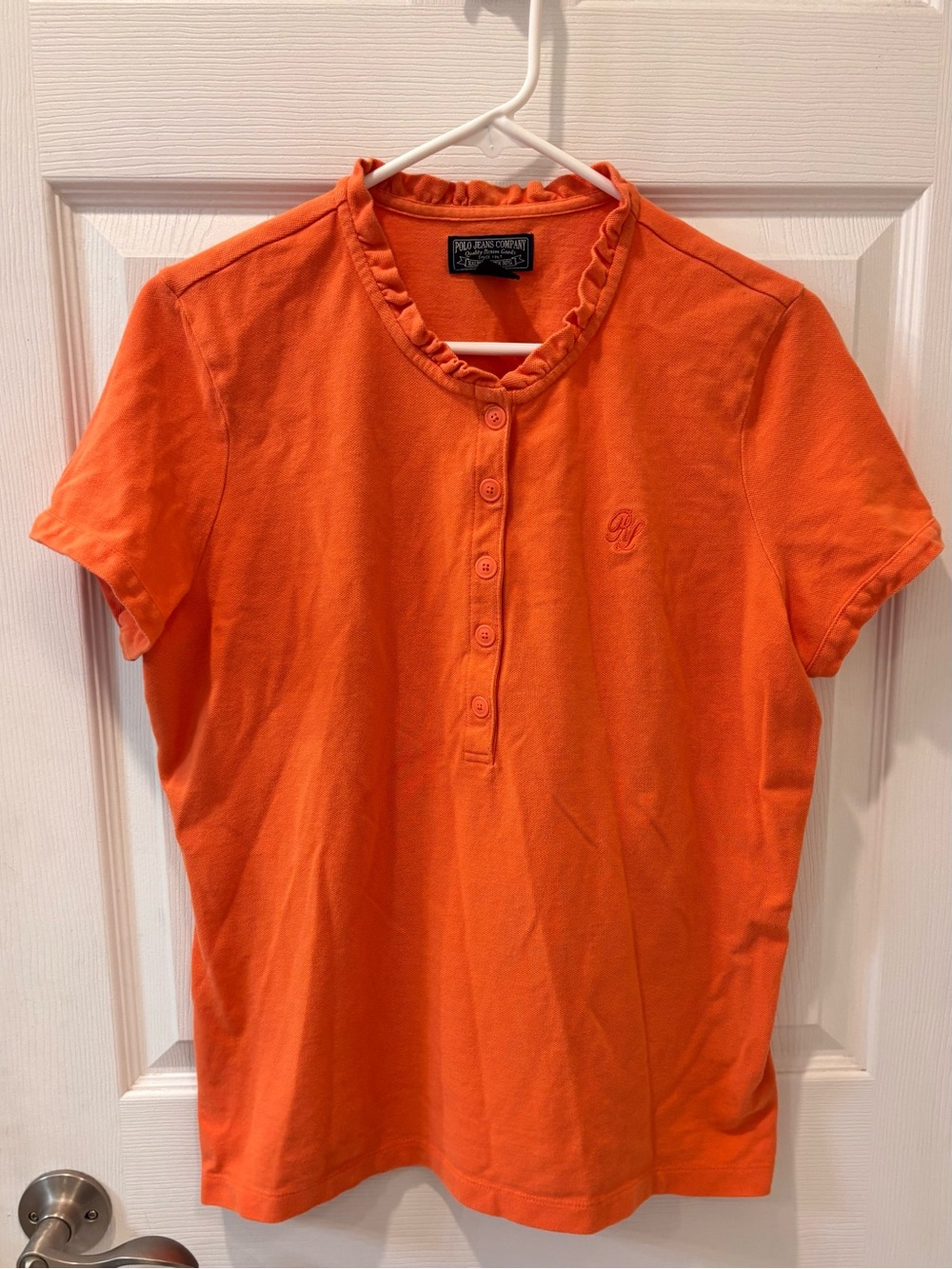 Vintage Polo by Ralph Lauren Orange Ruffle Collar Polo Shirt